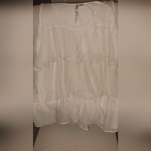 LC Lauren Conrad XXL Floral Blue Top And an XL Blush Tiered Top.